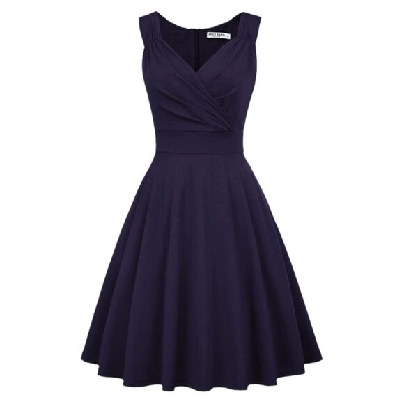 Grace Karin Women's Sleeveless V-Neck Dress Navy Blue Size L - Picture 2 of 6